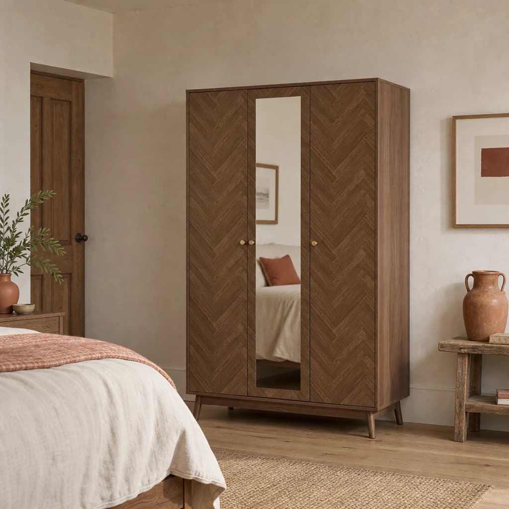 Herringford 3 Door Wardrobe With Mirror - Wardrobes, photo 1 of 10