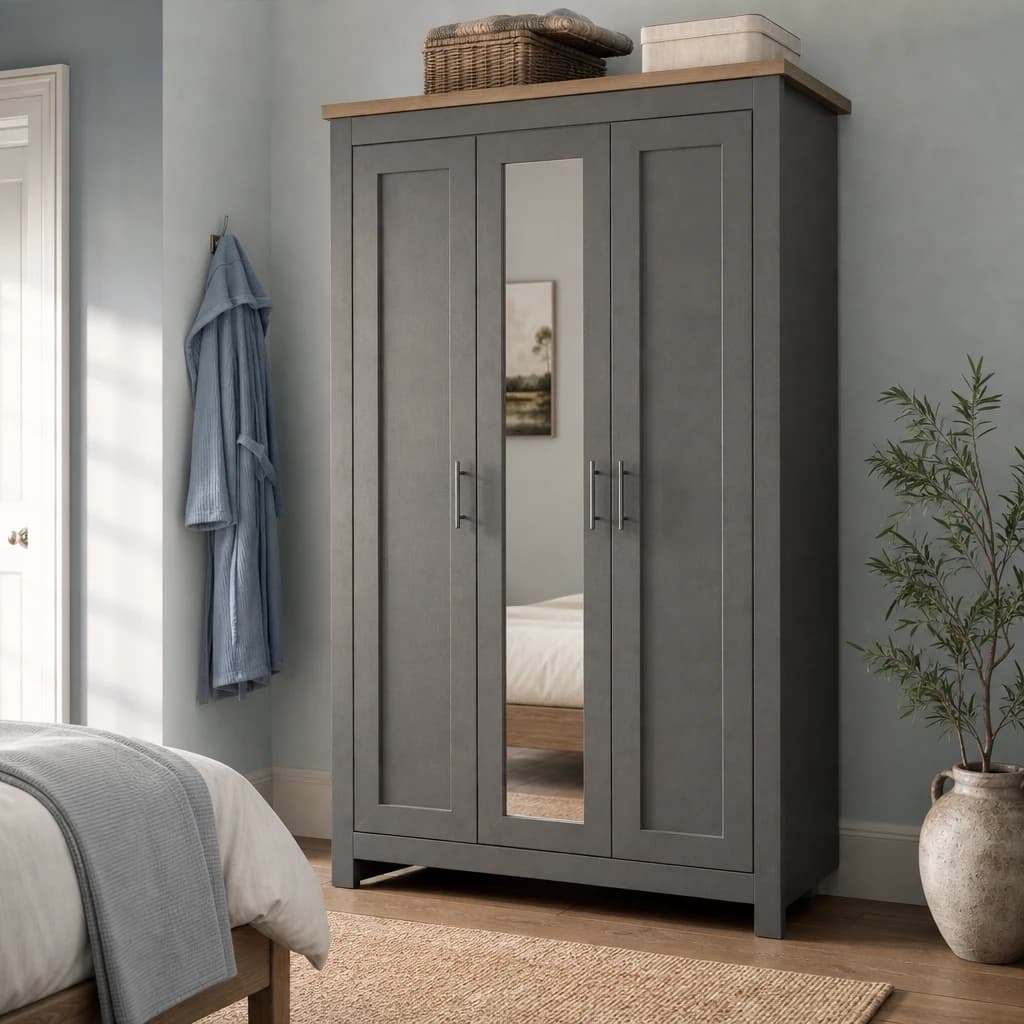Highgate 3 Door Wardrobe With Mirror - Wardrobes, photo 1 of 10