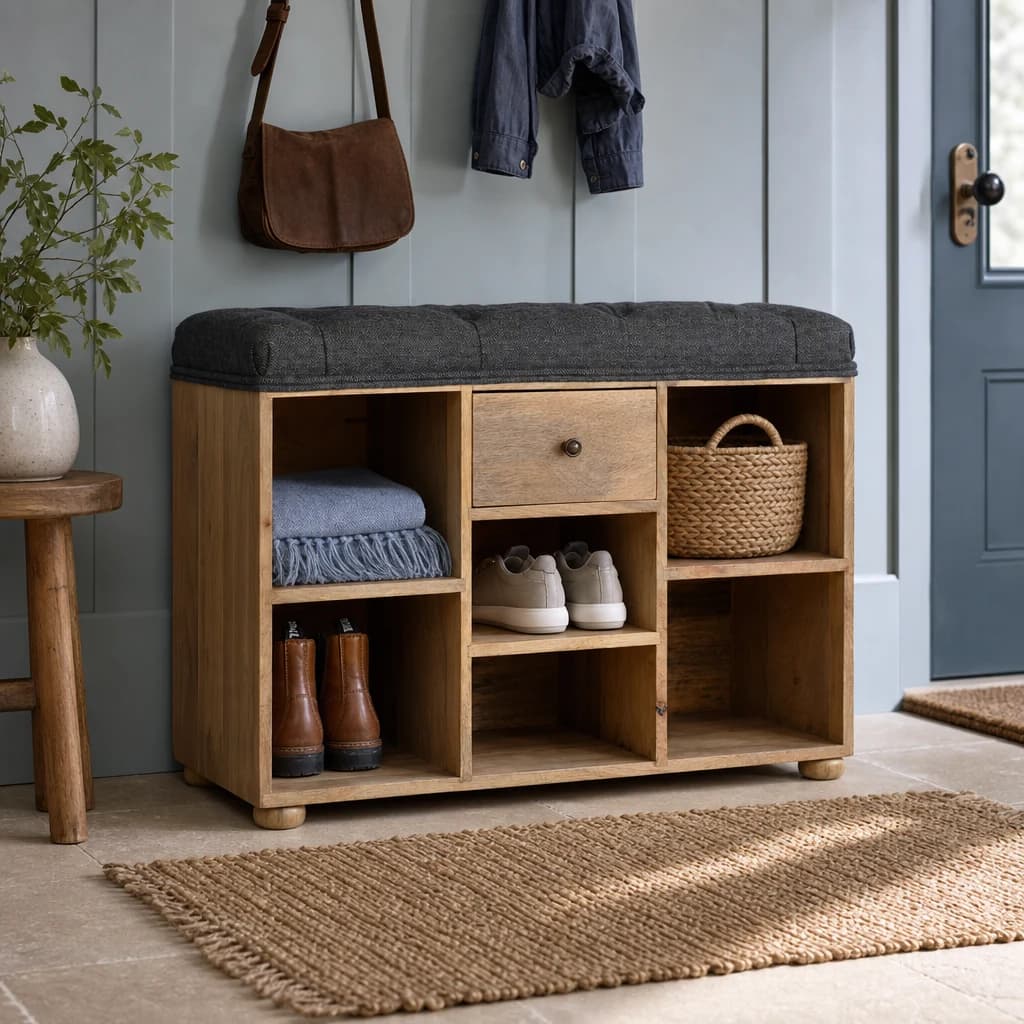 Black Tweed 1 Drawer Bench - Benches, photo 1 of 9