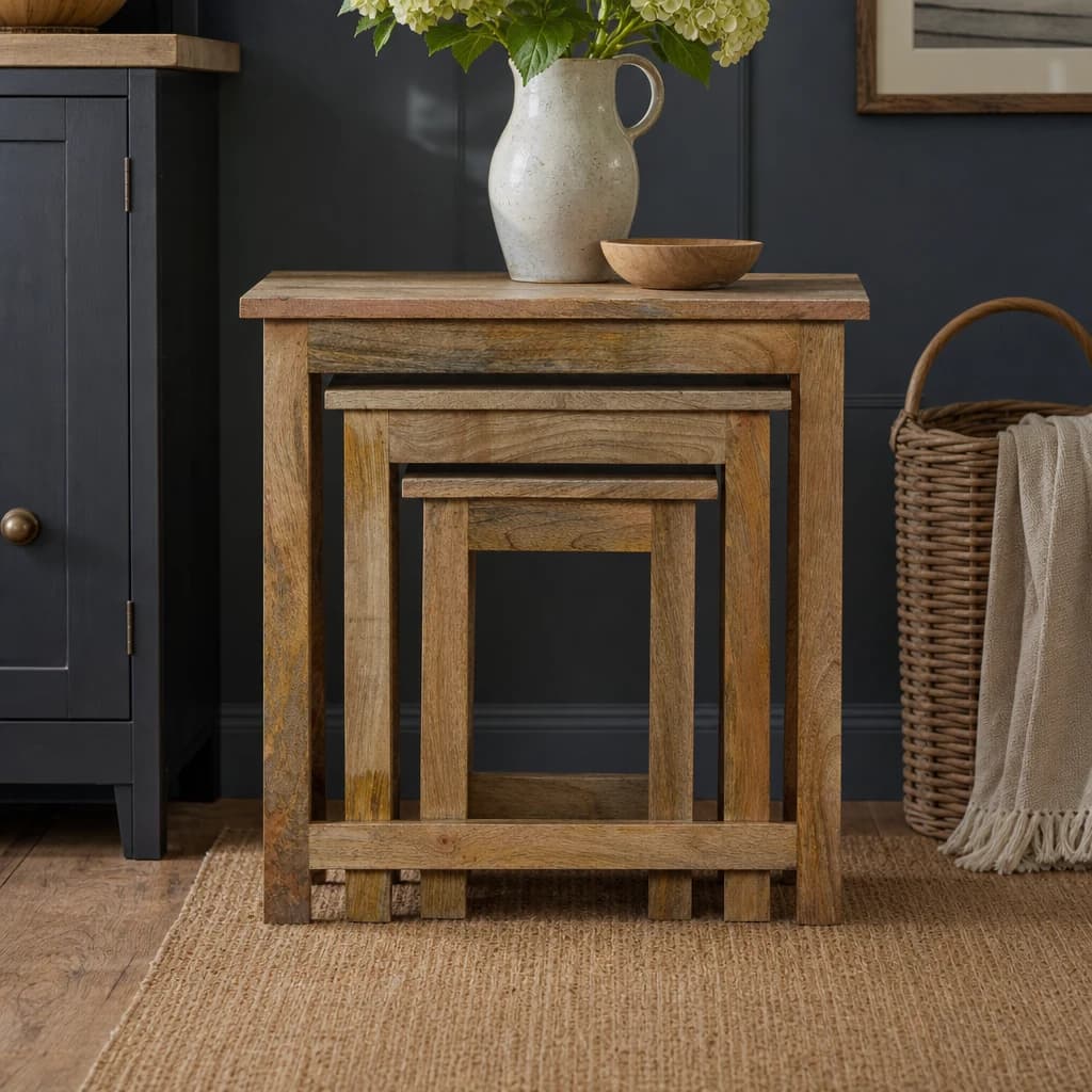 Country Solid Wood Stool Set of 3