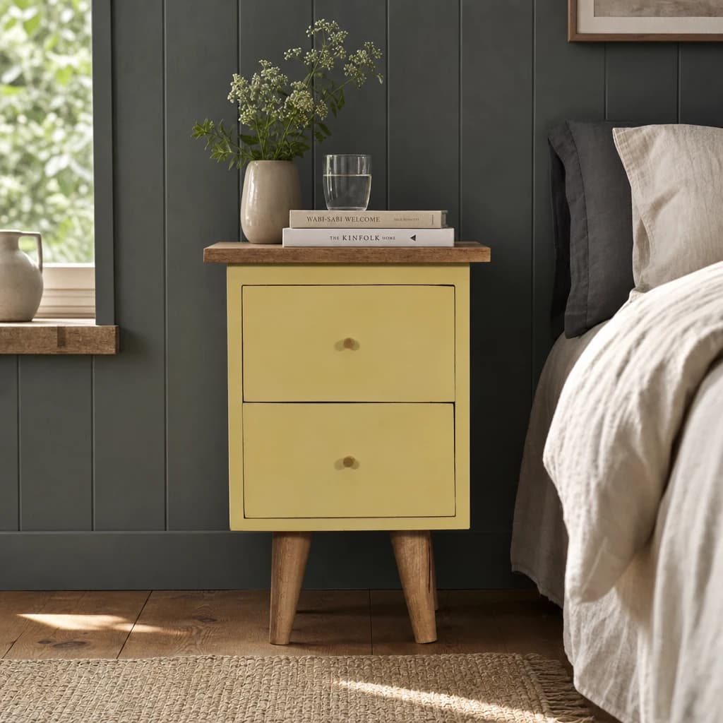 Yellow Hand Painted Bedside - Bedside tables, photo 1 of 10