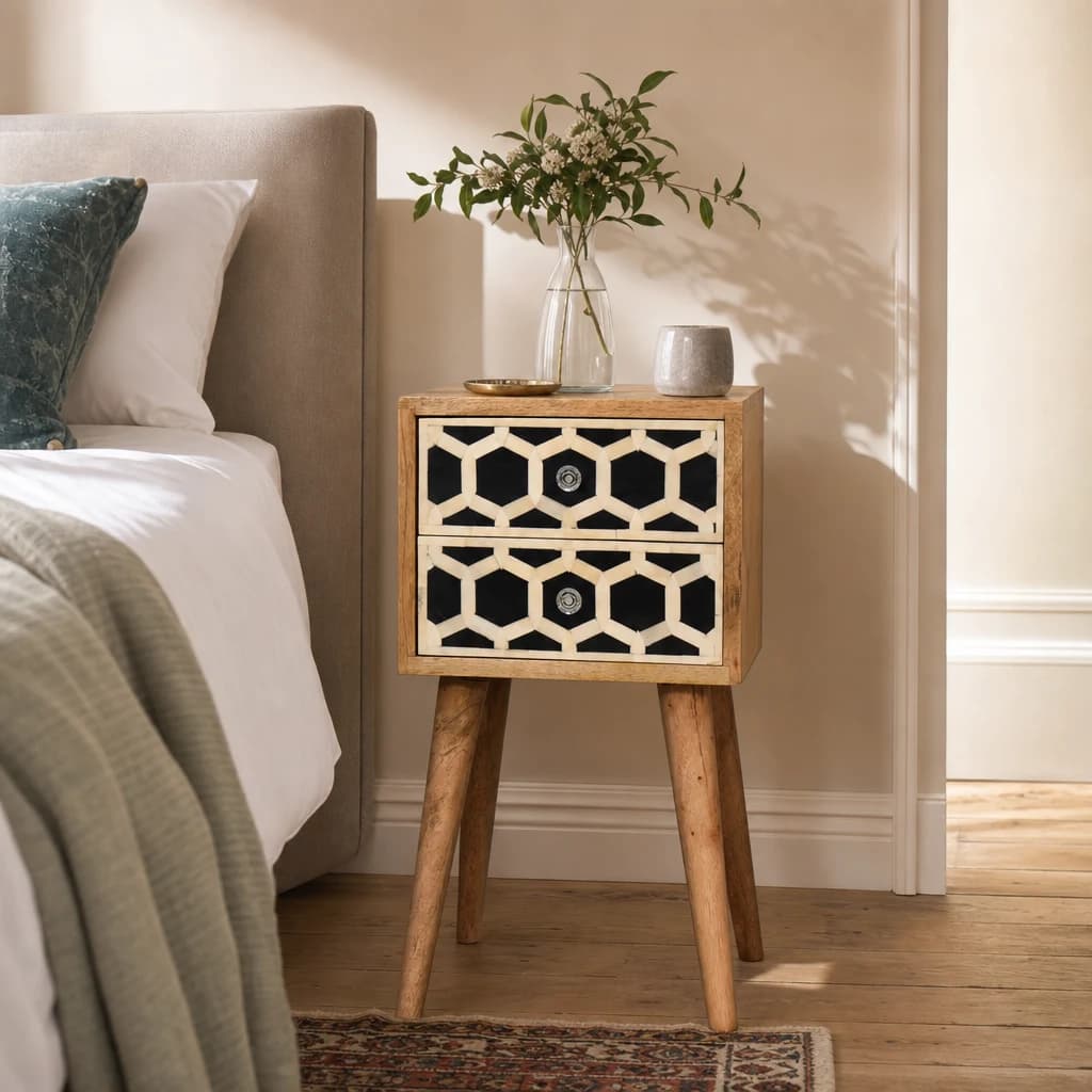 Mini Bone Inlay 2 Drawer Bedside - Bedside tables, photo 1 of 10