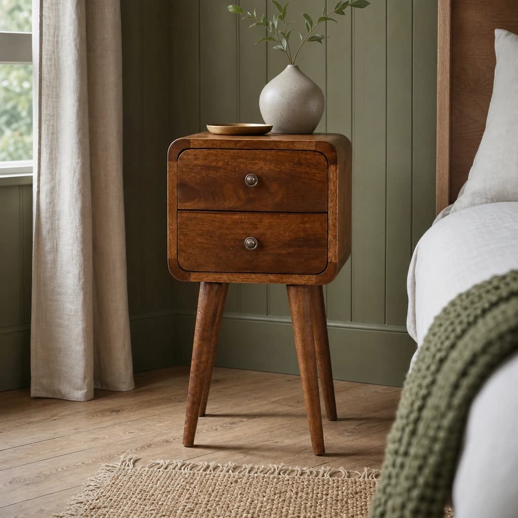 Mini Chestnut Curved Bedside - Bedside tables, photo 1 of 10