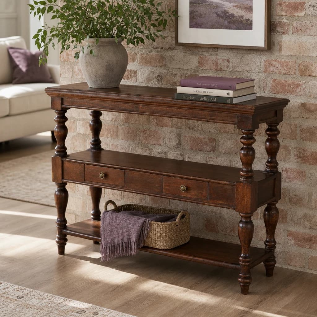 Solid Wood Turned Leg Console Table - Console tables, photo 1 of 8