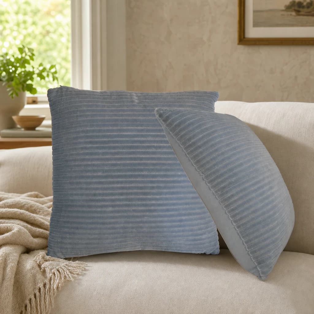 Ribbed Grey Cushion Set of 2 - Cushions & throws, photo 1 of 7