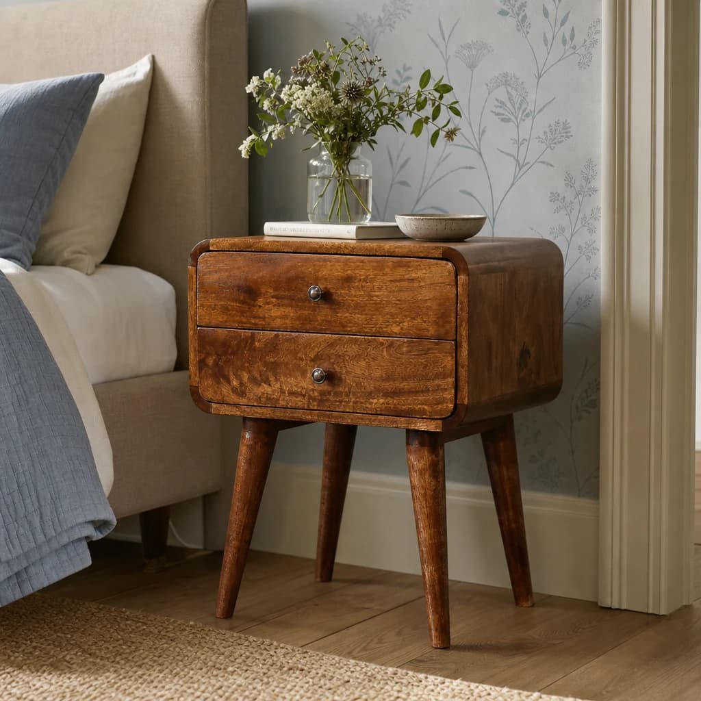 Curved Chestnut Bedside - Bedside tables, photo 1 of 10