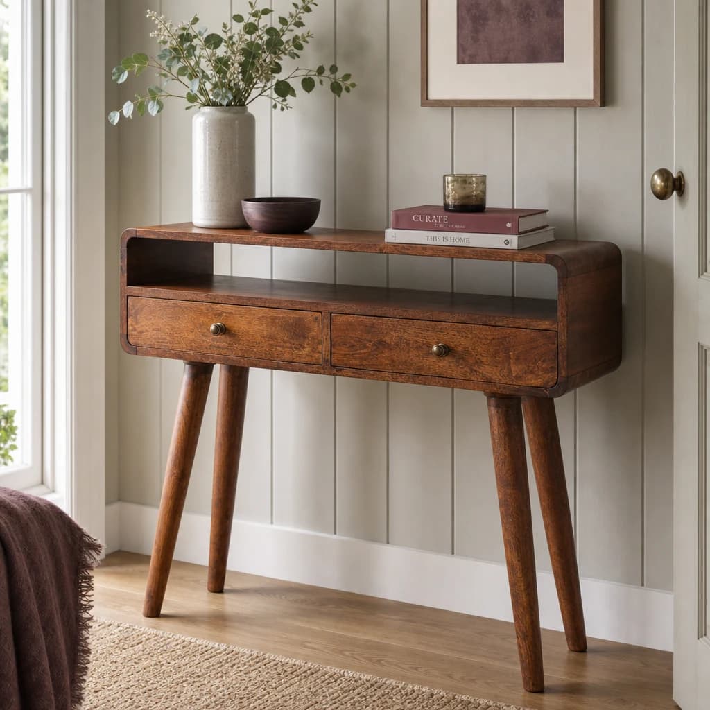 Curved Chestnut Console Table - Console tables, photo 1 of 10