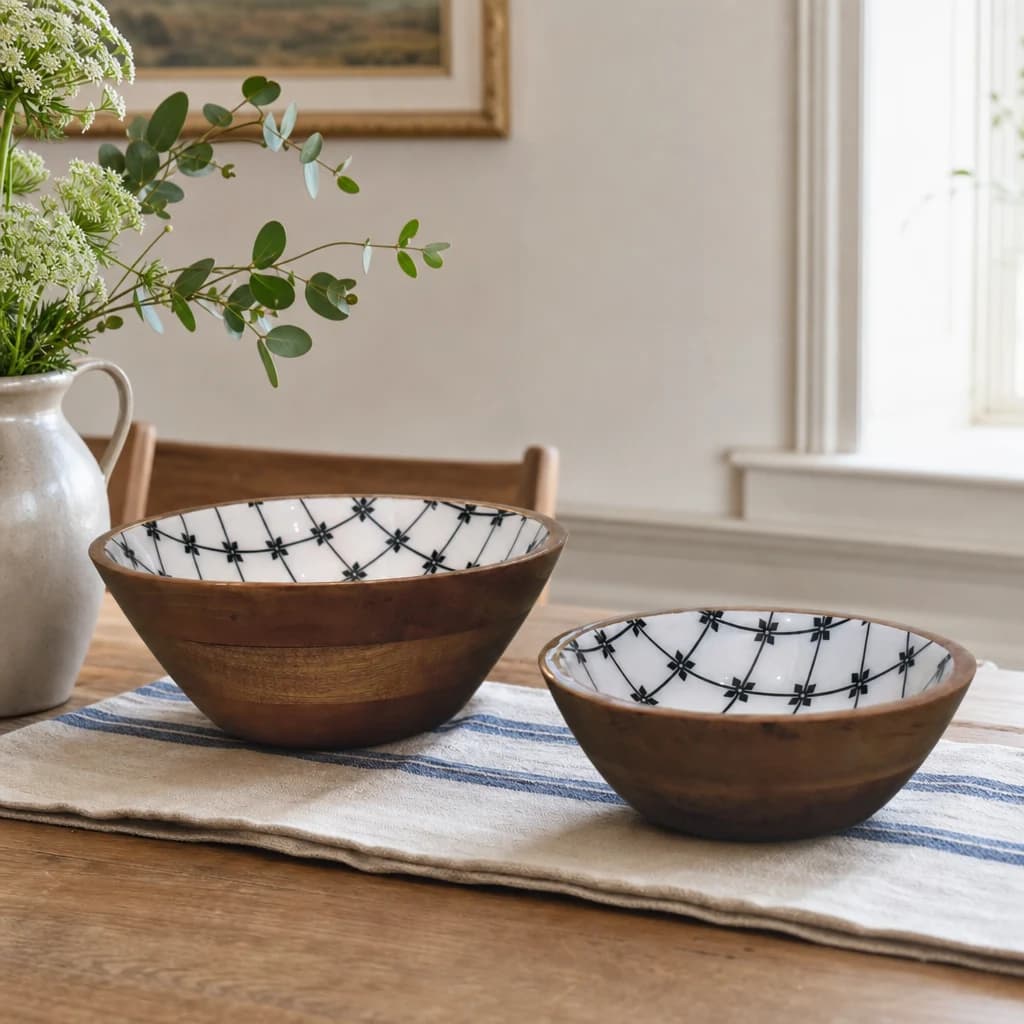 2x Lacquered Flower Bowl Set - Decorative, photo 1 of 8