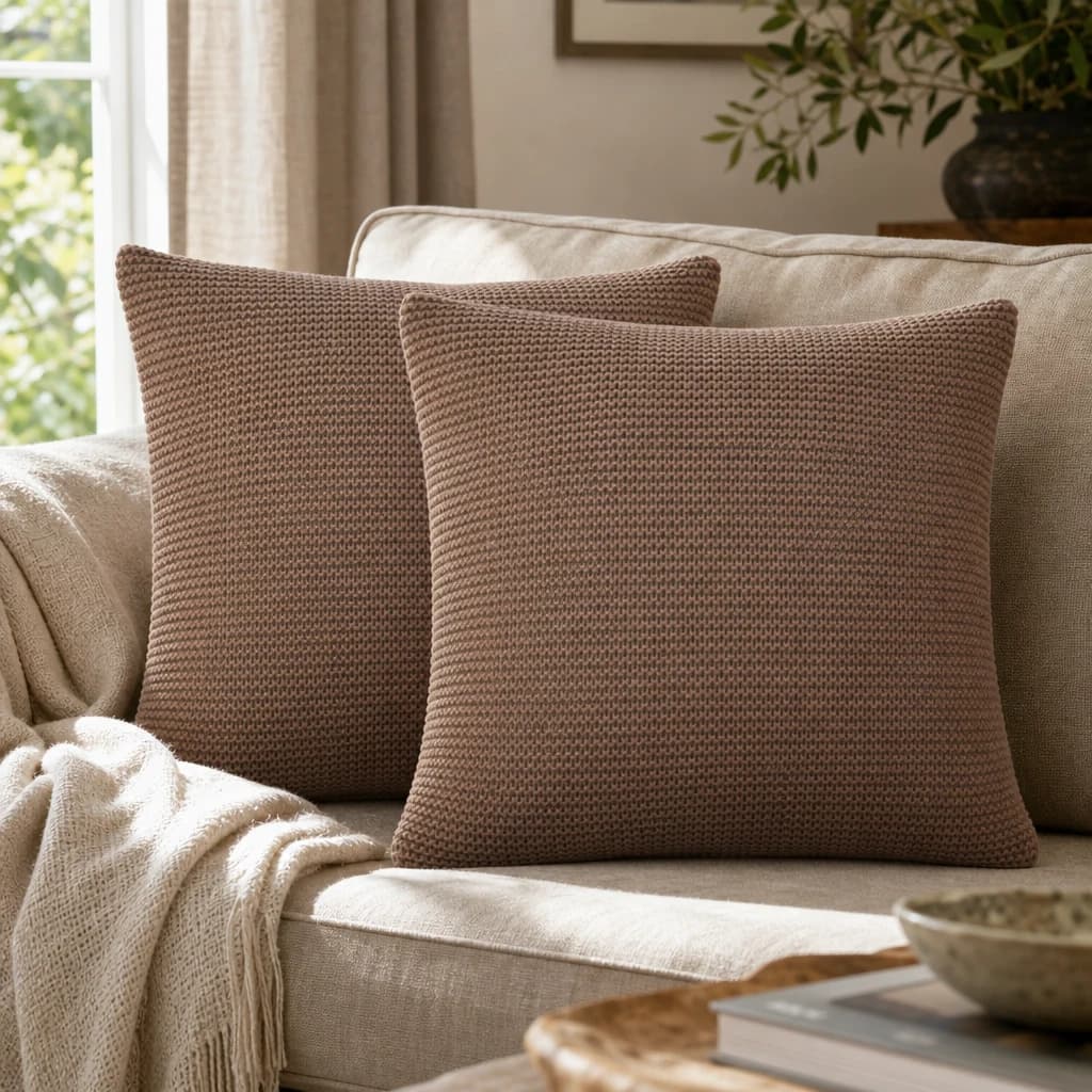 Brown Cotton Cushion Set of 2 - Cushions & throws, photo 1 of 7