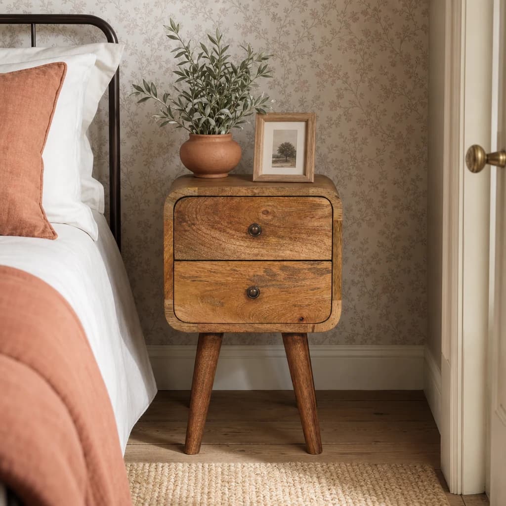 Mini Oak-ish Curved Bedside - Bedside tables, photo 1 of 8