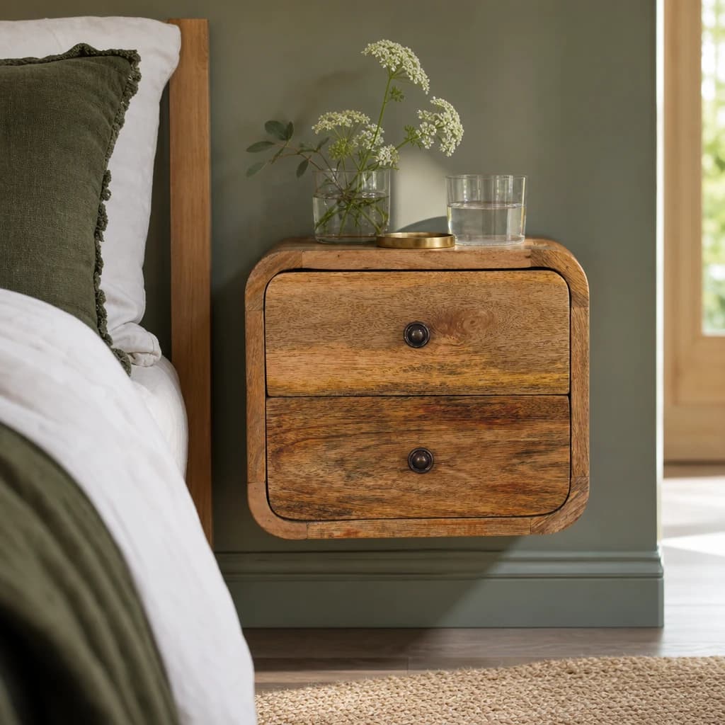 Mini Curve Oak-ish Floating Bedside - Bedside tables, photo 1 of 9