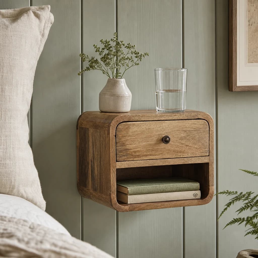 Mini Oak-ish Floating Open Bedside - Bedside tables, photo 1 of 8