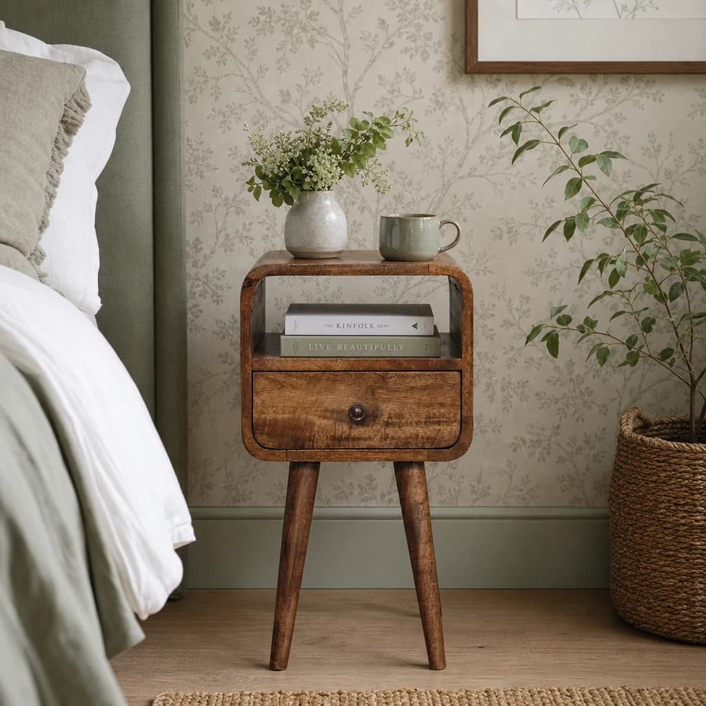 Mini Grey Wash Curve Open Bedside - Bedside tables, photo 1 of 8