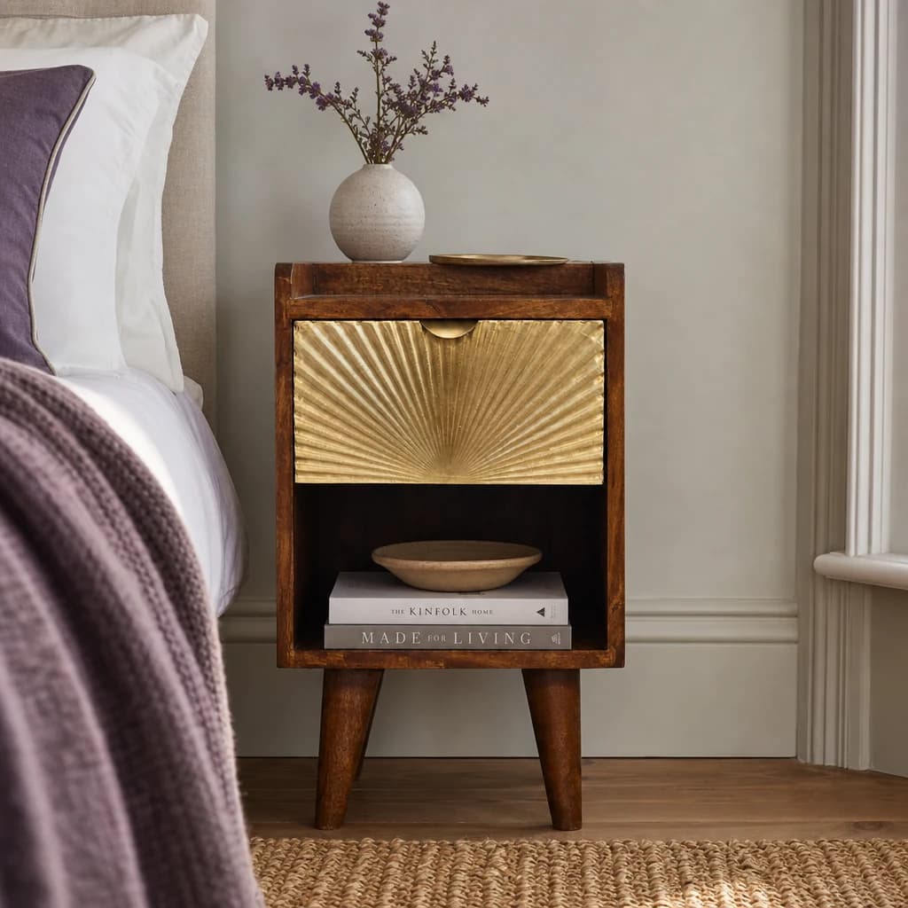 Mini Manila Gold 1 Drawer Bedside - Bedside tables, photo 1 of 9