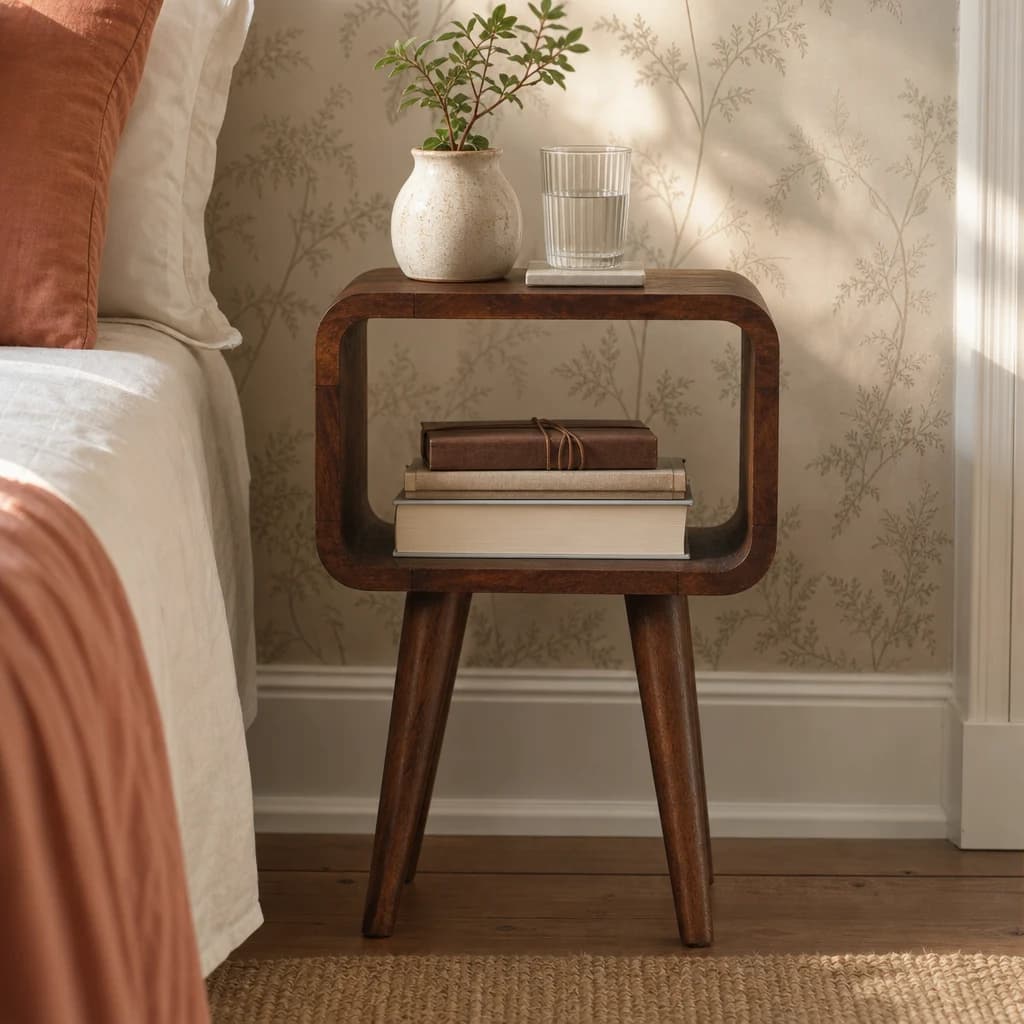 Mini Chestnut Curved Open Bedside - Bedside tables, photo 1 of 8