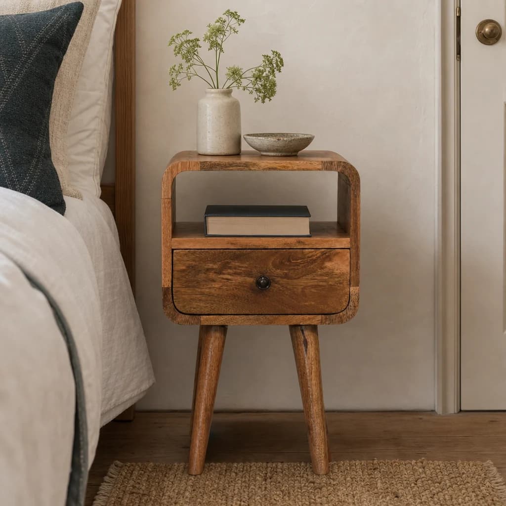 Mini Oakish Curve Open Bedside - Bedside tables, photo 1 of 9