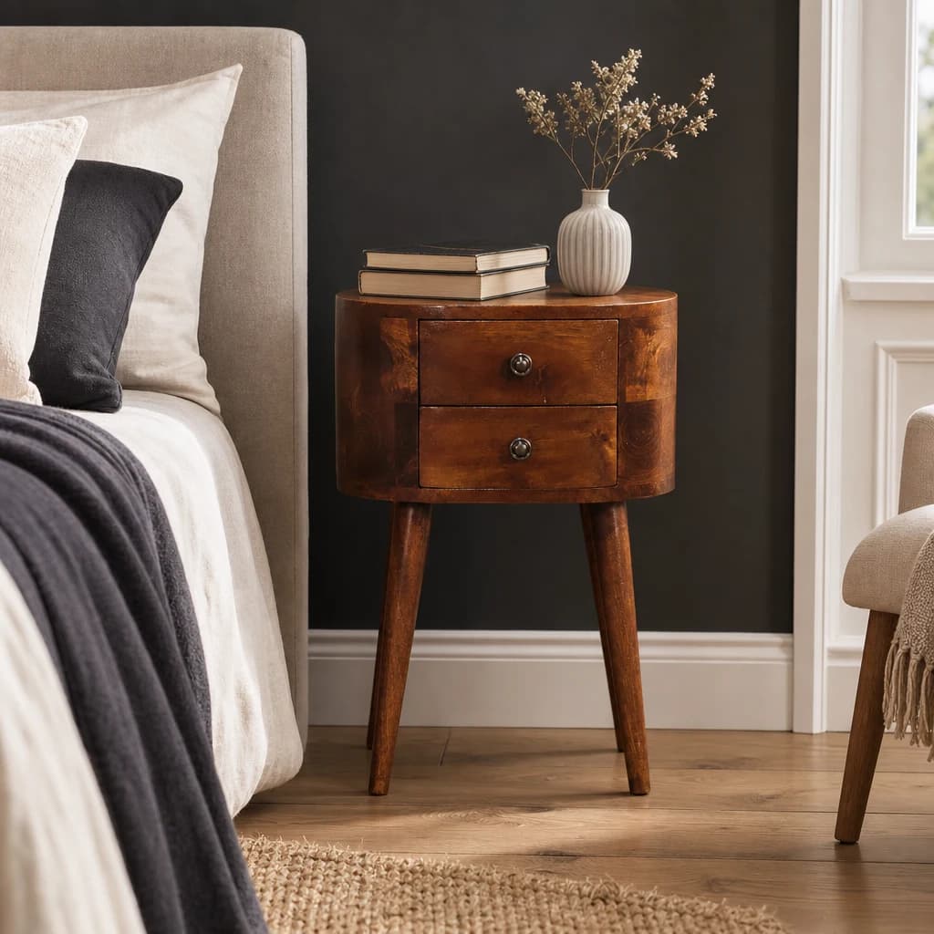 Mini Chestnut Rounded Bedside Table - Bedside tables, photo 1 of 10