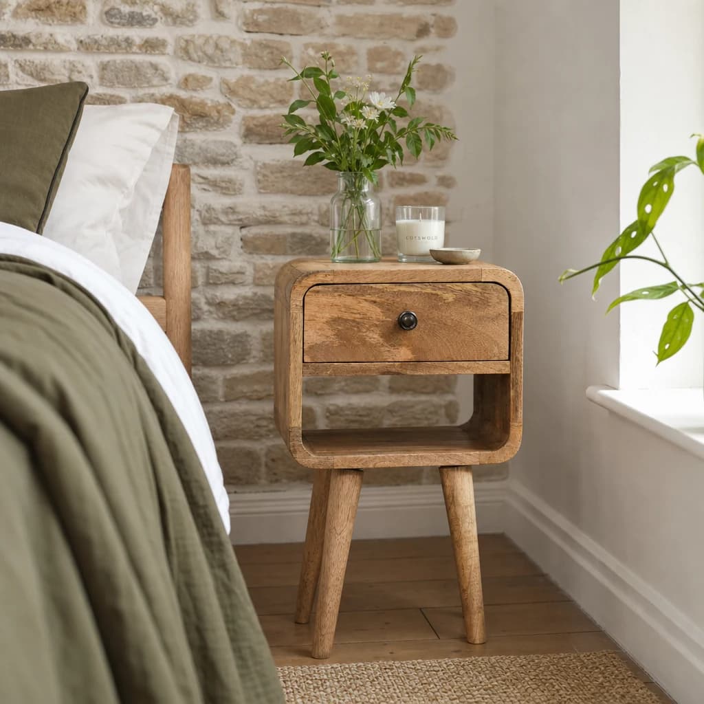 Mini Oak-ish Curve Lower Bedside - Bedside tables, photo 1 of 9
