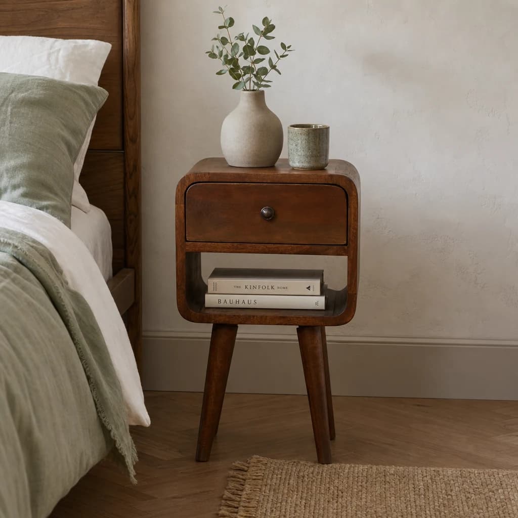 Mini Chestnut Curve Lower Bedside - Bedside tables, photo 1 of 9