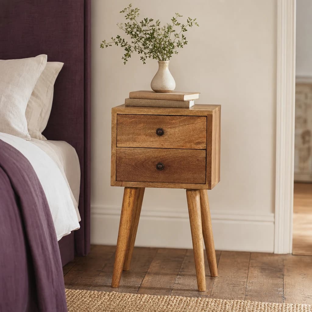 Mini 2 Drawer Oak-ish Bedside - Bedside tables, photo 1 of 9