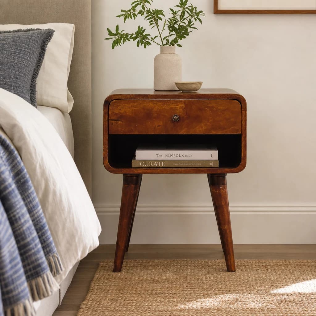 Curve Open Slot Chestnut Bedside - Bedside tables, photo 1 of 9
