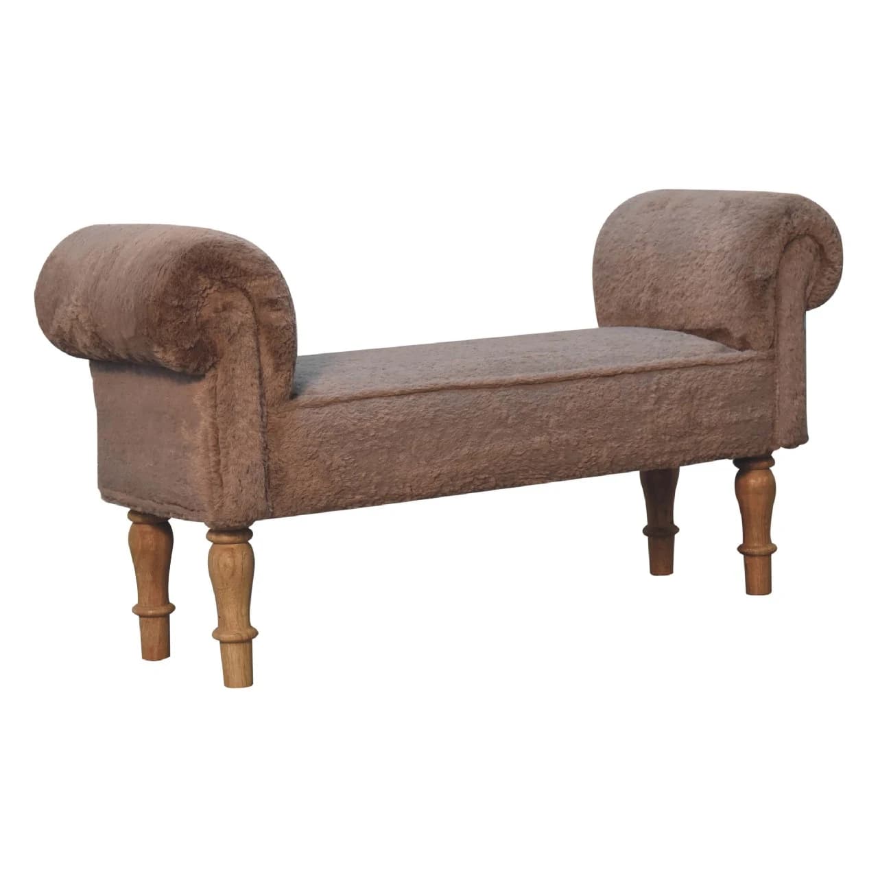 Mocha Faux Fur Bedroom Bench - Benches, photo 2 of 9
