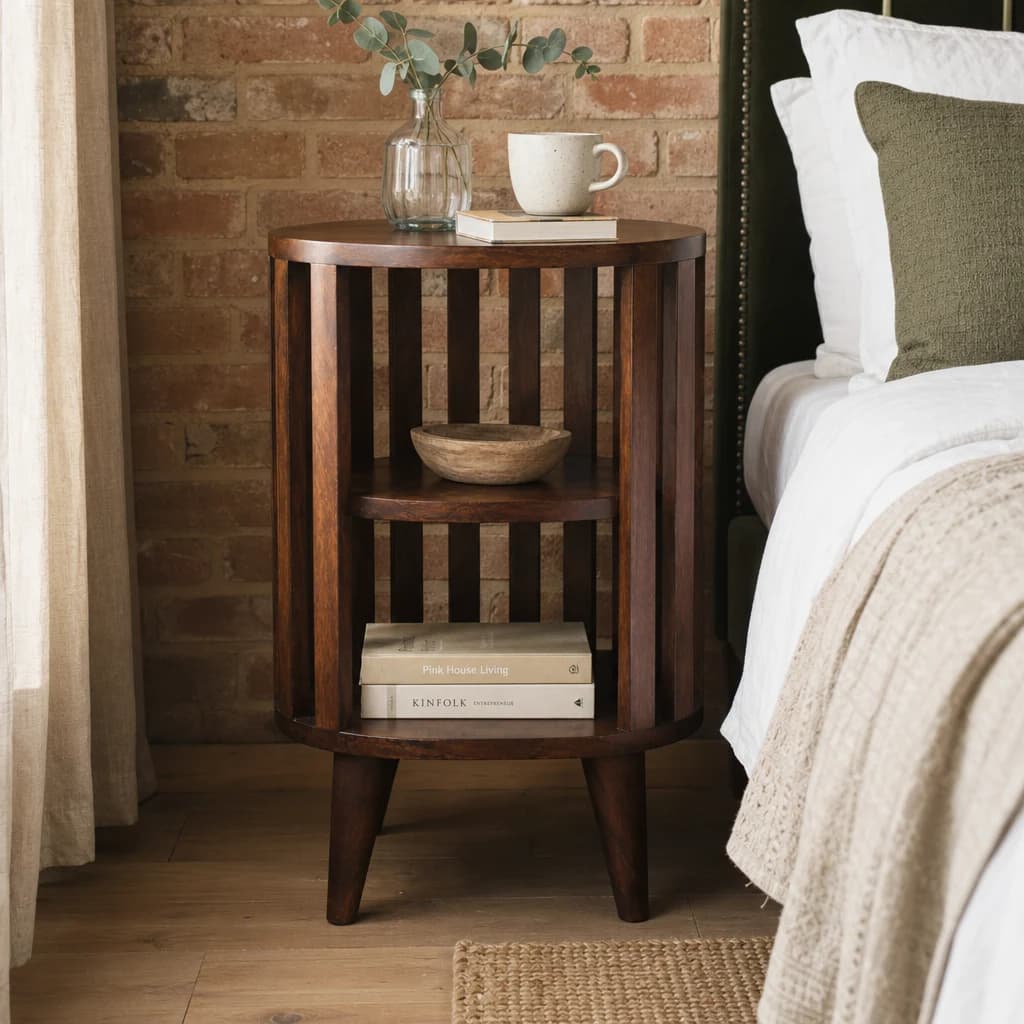 Ariella Double Shelf Chestnut Bedside - Bedside tables, photo 1 of 9