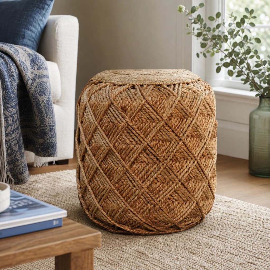 Jute Fiber Footstool Large Pattern - Footstools & ottomans, photo 1 of 6