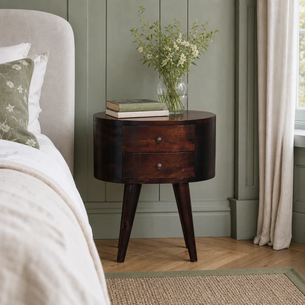 Walnut Rounded Bedside Table - Bedside tables, photo 1 of 9