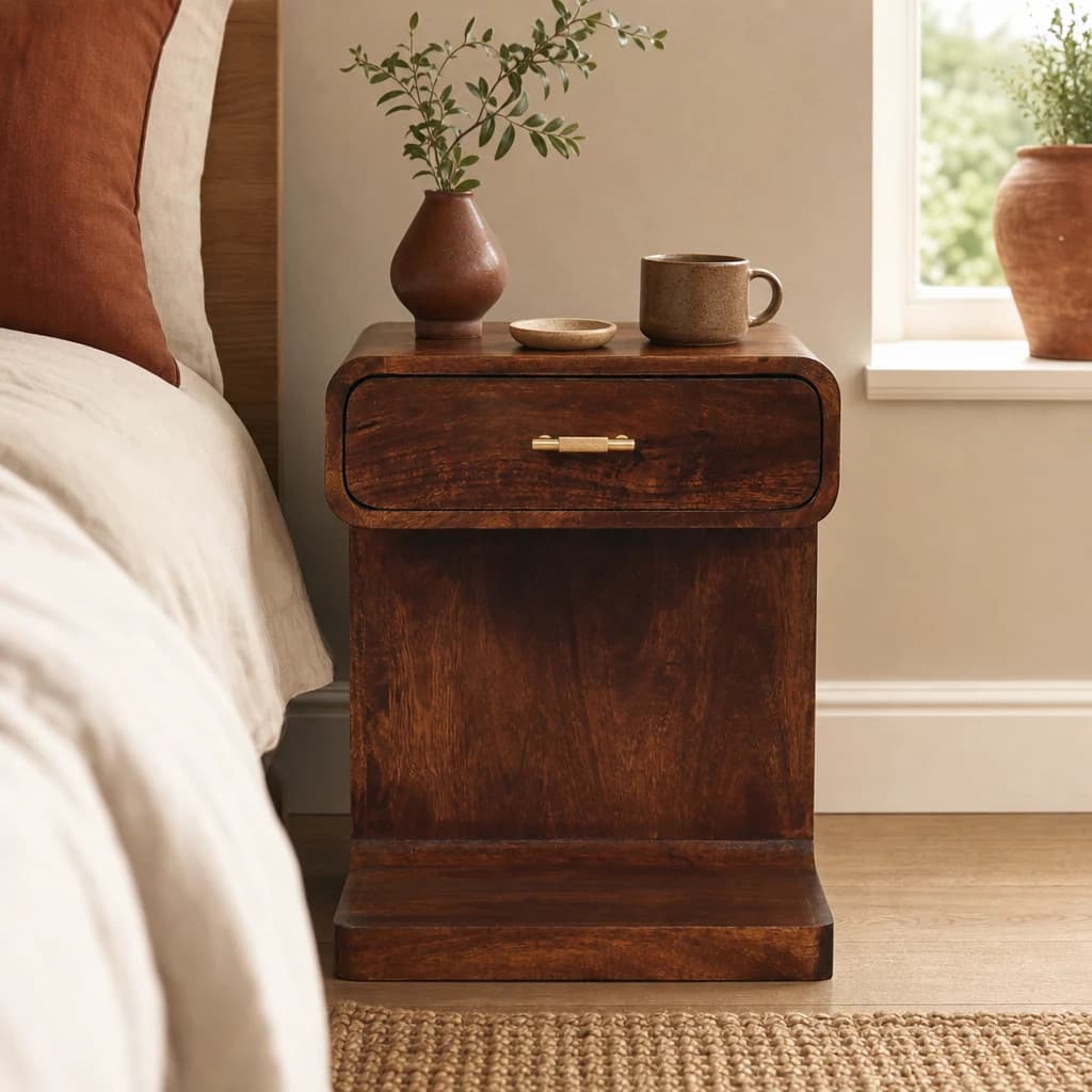 Chestnut T-Bar Rounded Bedside - Bedside tables, photo 1 of 9