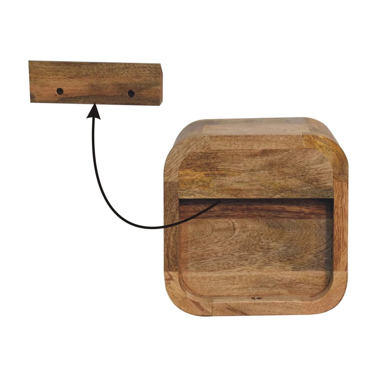 Extra Mini Curved Oak-ish Bedside with Open Slot - Bedside tables, photo 10 of 10