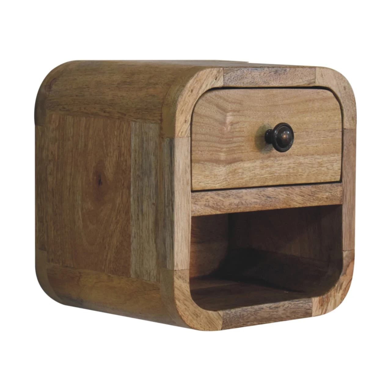 Extra Mini Curved Oak-ish Bedside with Open Slot - Bedside tables, photo 2 of 10