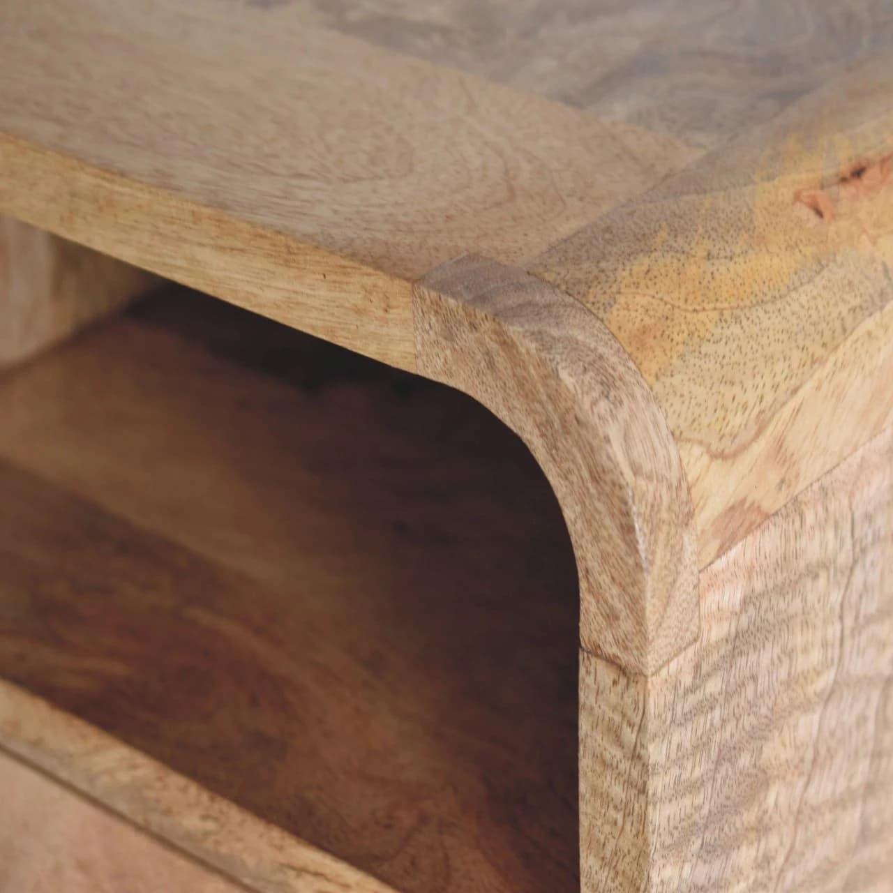 Extra Mini Wall Mounted Curved Oak-ish Bedside with Open Slot - Bedside tables, photo 5 of 9