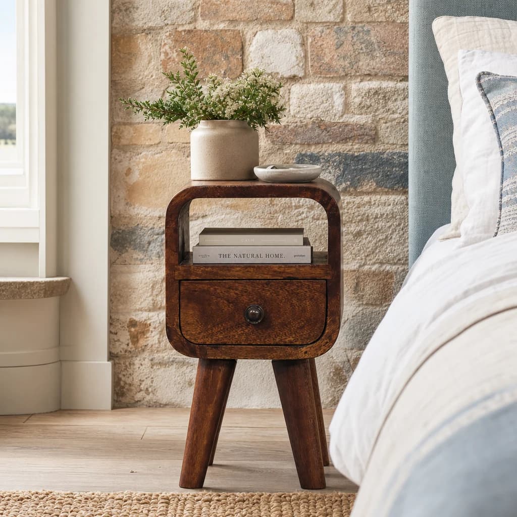 Extra Mini Chestnut Curve Open Slot Bedside - Bedside tables, photo 1 of 9