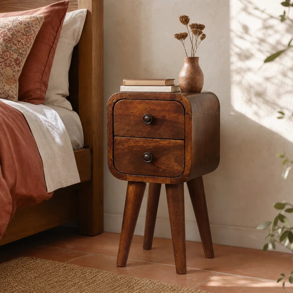 Extra Mini Curved Chestnut Bedside - Bedside tables, photo 1 of 9