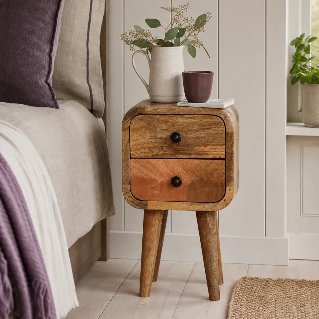 Extra Mini Curved Oak-ish Bedside - Bedside tables, photo 1 of 9