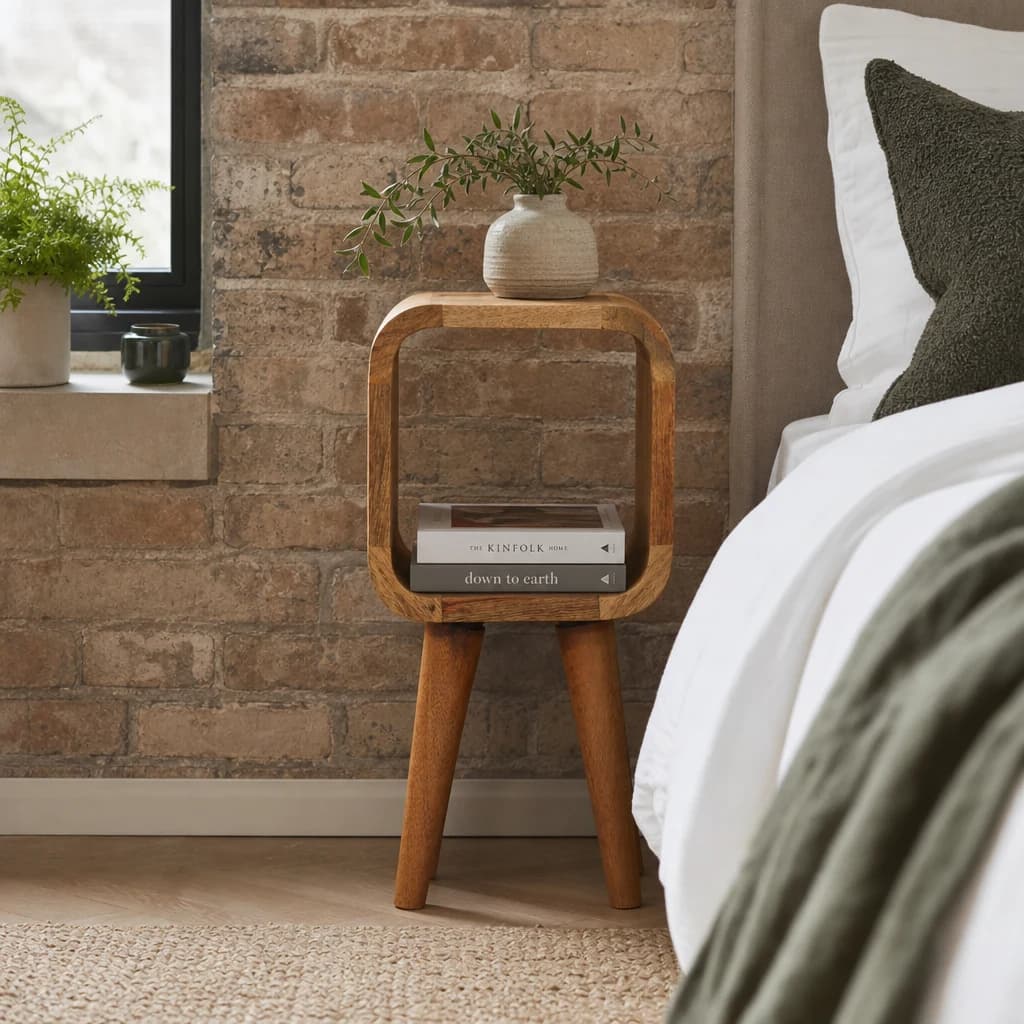 Extra Mini Minimalist Open Curved Oak-ish Bedside - Bedside tables, photo 1 of 8