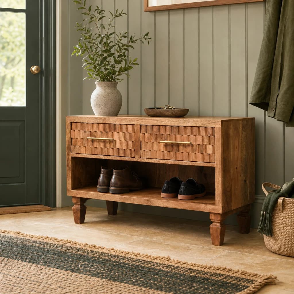Cadiz Carved Entryway Shoe Cabinet - Cabinets, photo 1 of 8