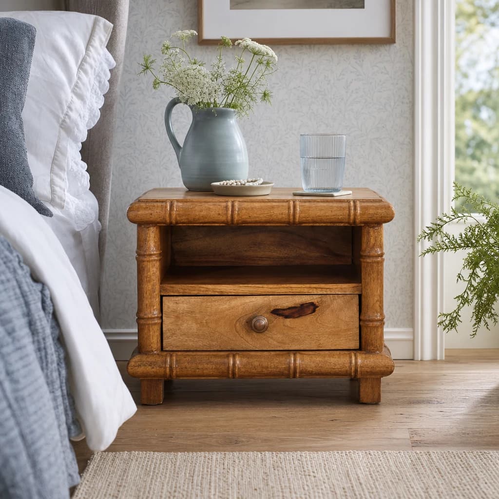 Bamboo Open Bedside in Amber Oak Finish
