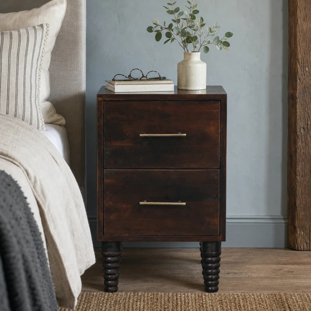 Spindle Mocha Bedside Table - Bedside tables, photo 1 of 9