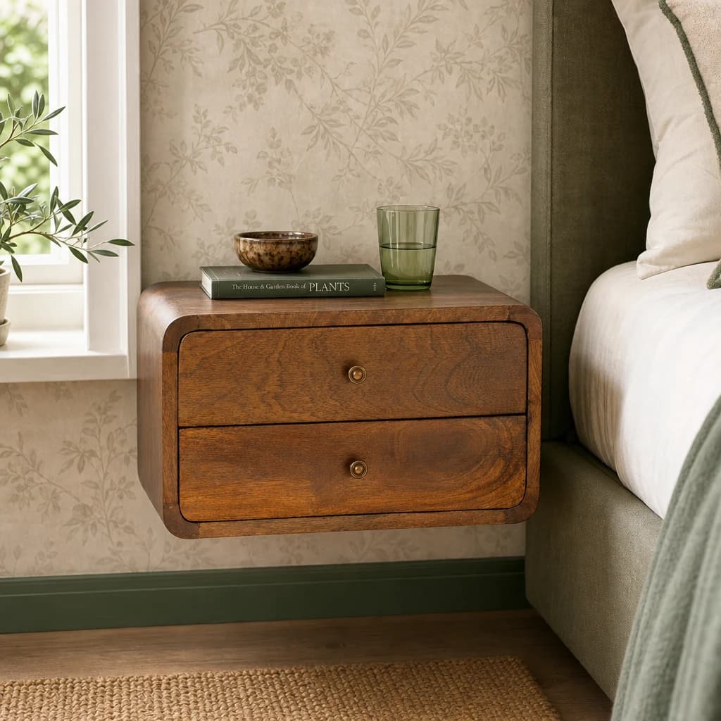 Floating Curved Chestnut Bedside - Bedside tables, photo 1 of 9