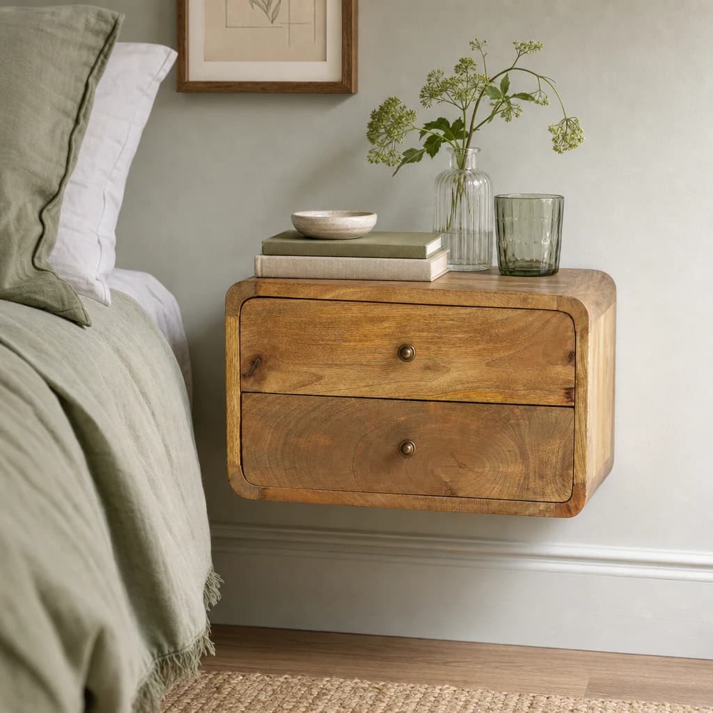 Oak-ish 2 Drawer Floating Bedside - Bedside tables, photo 1 of 9