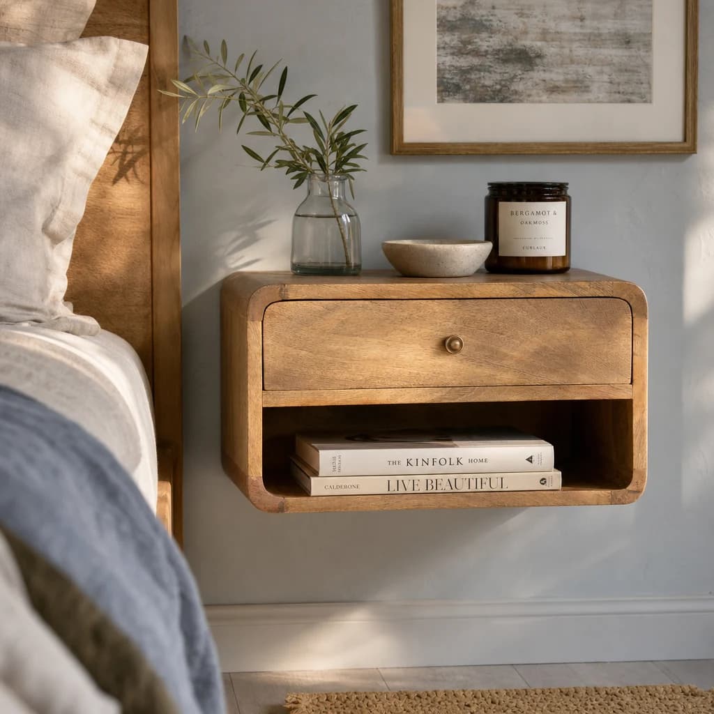 Floating Curve Open Slot Bedside - Bedside tables, photo 1 of 7