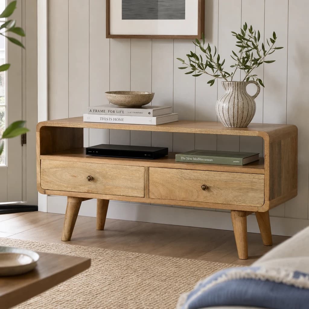 Curved Oak-ish Media Unit - TV & media units, photo 1 of 9