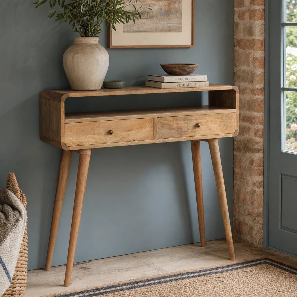 Curved Oak-ish Console Table - Console tables, photo 1 of 9