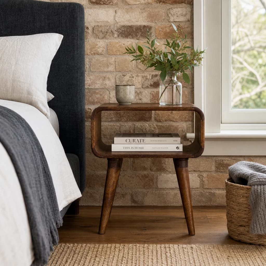 Curved Open Chestnut Bedside