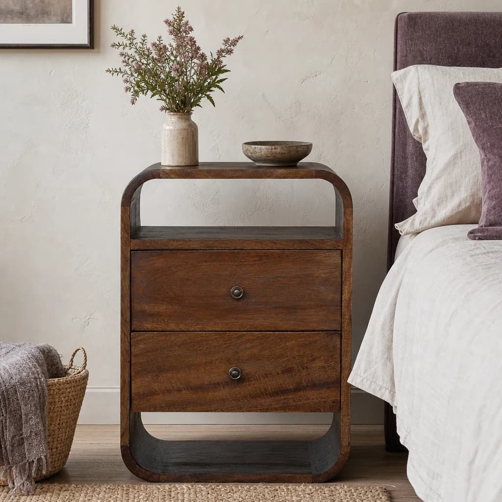 Chestnut Curve 2 Drawer Bedside - Bedside tables, photo 1 of 9