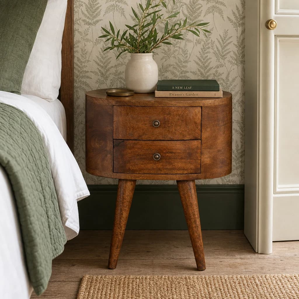 Chestnut Rounded Bedside Table - Bedside tables, photo 1 of 10