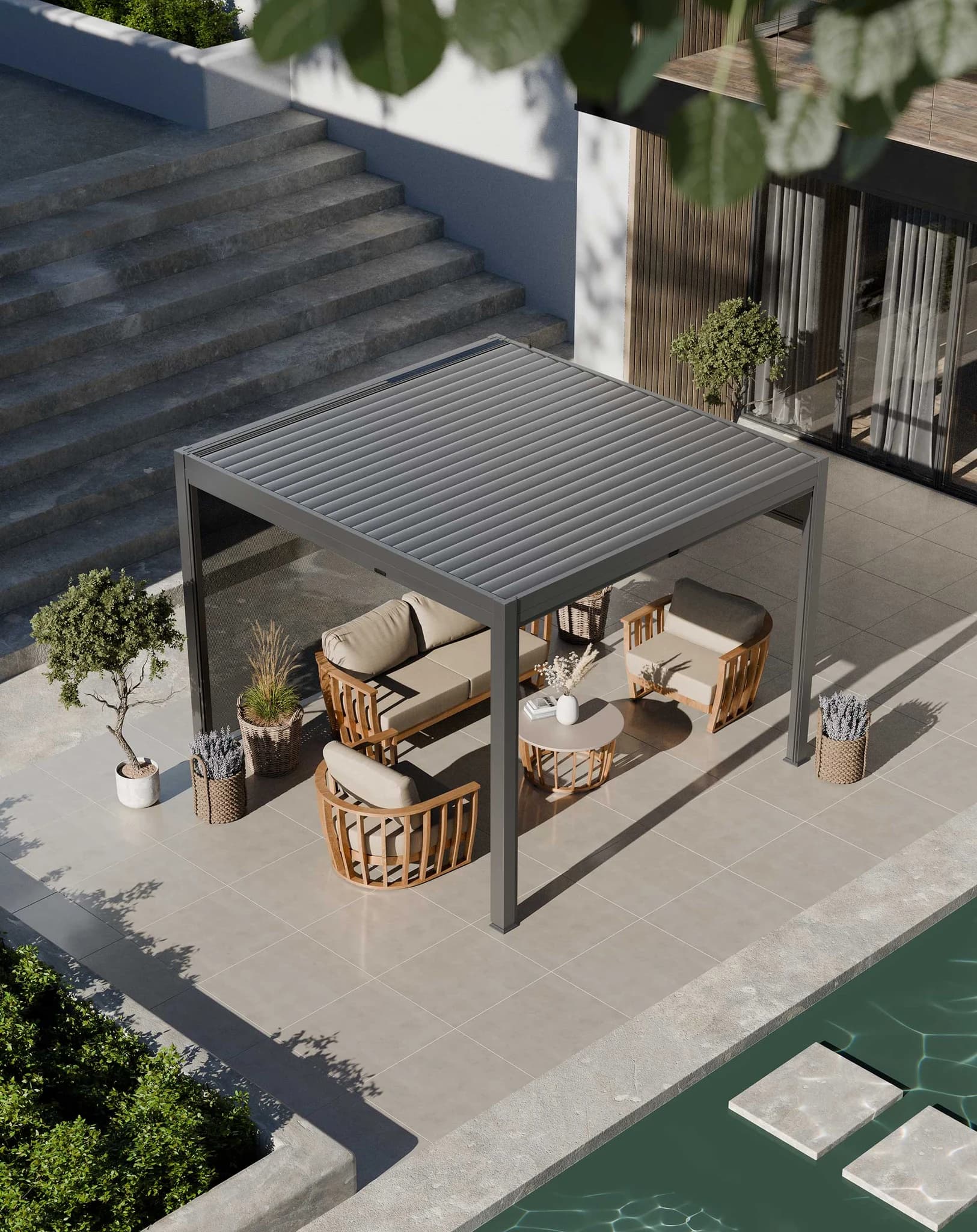 Luxe 3x3m Pergola with Solar Lighting and Voice Control - Pergolas, photo 4 of 6