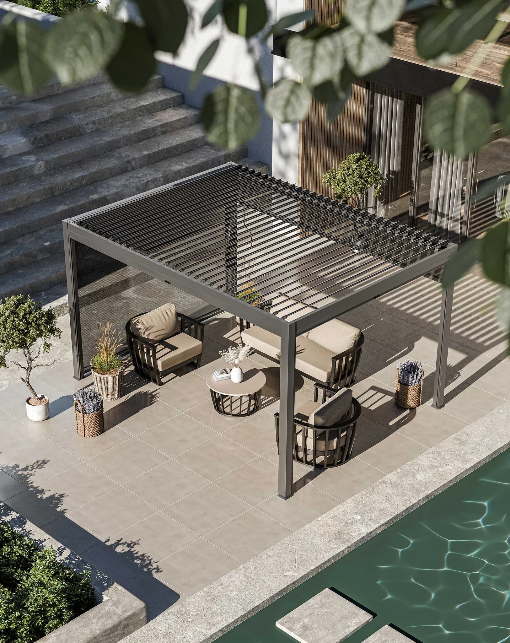 Luxe 4x3m Pergola with Solar Lighting and Voice Control - Pergolas, photo 4 of 6